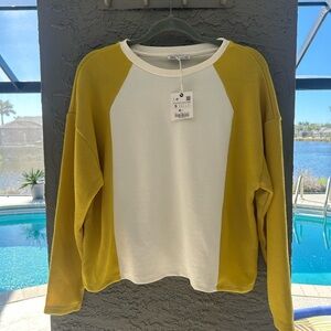 Zara Yellow and White Comfy oversized shirt  size small —